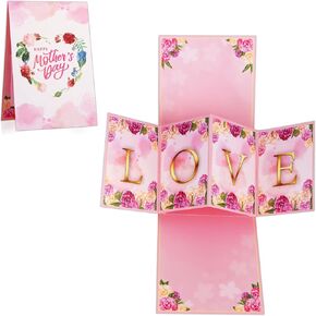 D24TIME Mothers Day Pop Up Cards for Mom Best Mom Ever Card with Envelope 3D Happy Mother's Day Gift Greeting Card for New Mom Mother Wife Happy Mothers Day Gifts Cards from Daughter Son Husband Kids