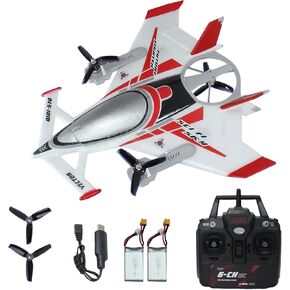QIDI 570 RC Airplane 2.4Gh 6CH RC Glider Fixed Wing Aircraft 3 Flight Models Brushless RC Helicopters Vertical Takeoff RC Glider (Red)