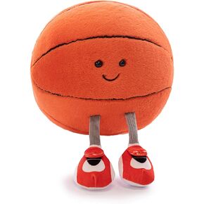 Soccer Ball Plush with Cute Smiling Face & Embroidered Feet - Cute Soccer Stuffed Animal with Eyes & Suture Feet - Game Decoration Throw Pillow