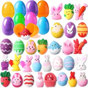 30pcs prected eggs Easter Eggs with Mochi Squishy Toys ، Kawaii Squishies for Kids Easter Egg Hunt Party Favors ، حشو سلة عيد الفصح Goodie Bag Fillers ، جوائز الفصول الدراسية الإجهاد.