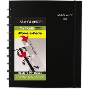 2025 AT-A-Glance® Move-A-PAGE Monthly Planner ، 8-3/4 "× 11" ، أسود ، من يناير إلى ديسمبر ، 70260e05