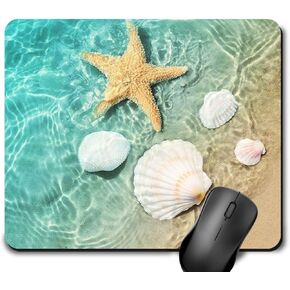 Gaming Mouse Pad, Rectangle Mousepad for Computer Laptop Non-Slip Rubber Desk Mat,Cute Office Accessories (9.5 X 7.9 Inch) - Beach Shell Star Fish Ocean Starfish