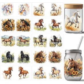 arricraft 10 Pcs Wild Wolf Snow Mountain Jungle-Cup Printing UV Transfer Papers, Waterproof Colorful Animal UV DTF Cup Wrap Stickers for 16 OZ Glass Cups Crafts, Gifts for Family and Friends