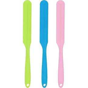 HARFINGTON 3Pcs Silicone Spatula Scraper 9.45" Reusable Non-Stick Flexible Spatulas for Epoxy Resin Liquid Paint Arts DIY Crafts, Pink/Blue/Green