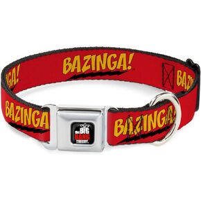 طوق الكلاب حزام الأمان بوكيل Bazinga الأحمر الذهب الأسود 9 إلى 15 بوصة 1.0 بوصة