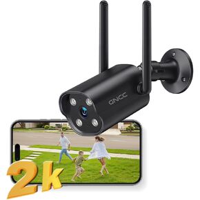 GNCC 2K Security Cameras Outdoor for Home Security CCTV Camera IP65 Waterproof Home Surveillance Camera with 2-Way Audio Night Vision Motion Detection Work w/Alexa