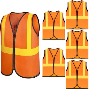 Haysandy 6 Pcs Kids Construction Vests Construction Party Costumes for Kids Birthday Party Supplies Decoration, Ages 3-8