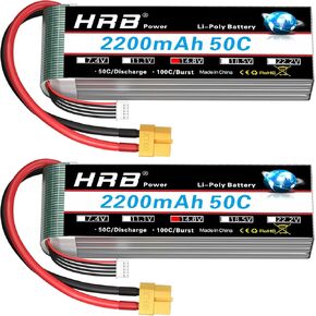 HRB 4S 2200MAH 50C XT60 Lipo Battery 14.8V RC LIPO بطارية متوافقة مع RC CAR RC Airplane RC Truck RC Boat (2Packs)