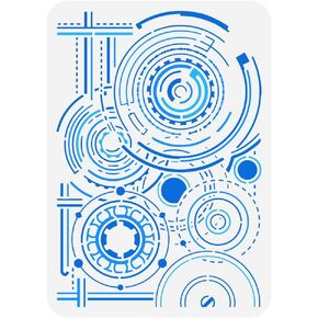 FINGERINSPIRE Machinery Painting Stencil 8.3x11.7inch Reusable Target Pattern Drawing Template DIY Craft Machine Gears Decoration Stencil for Painting on Wood Wall Fabric Paper Furniture
