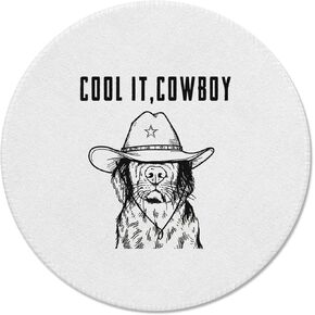 Funny Western Cowboy Dog Mouse Pad,Western Office Desk Accessories for Wireless Mouse Laptop Computer Desk, 7.9 x 7.9 Inches，F036