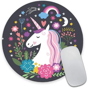 Smooffly Round Gaming Mouse Pad Custom Design, Unicorn Dreams Circular Mousepad Non-Slip Rubber Mouse Pads Cute Mat