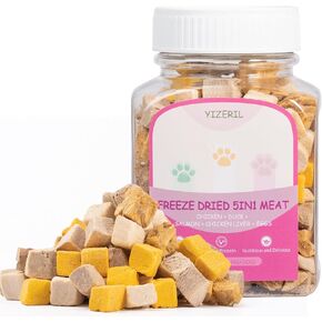 Freeze Dried Cheese Cat treats - All Natural Ingredient Whole Milk Chicken Breast Pumpkin Carrots Cat Treats Rich in Probiotics Easy to Absorb Good palatability Low Fat Healthy (About 40 Pieces)
