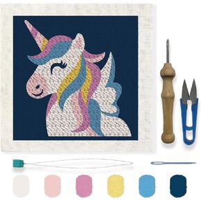 FREEBLOSS DIY Punch Needle Kit - Dream Horse Embroidery Wall Hanging Painting for Beginners, Poke Embroidery Dandelion Room Decor, Already Framed