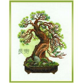 RIOLIS - Bonsai Matsu Wish of Longevity 1037, Cross Stitch Kits 13,78" x 17,72", Cross Stitch Kits for Beginners & Advanced, Crossstitching Kit Adult, Embroidery Counted Stitching Kit
