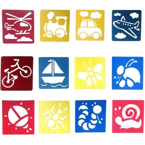 12 استنسل الرسم ، والسيارات والحيوانات ، والستنسل ، 5.5 × 5.9 بوصة قابلة للغسل ، الطلاء باليد ، وأدوات الاستنسل الملونة ، والفنون والحرف اليدوية القابلة لإعادة الاستخدام