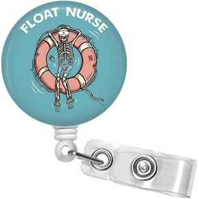 Funny Badge Reel, Float Nurse Badge Clip, Murse, Nurse 1.5" Retractable Badge Holder, Carabiner, Stethoscope Tag, Lanyard, Heavy Duty Badge #316