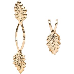 20 Leaf Shaped Big 39mm Fold Over Glue On Y Style Bails Plated Over Brass Metal to Make Pendants & Charms for Undrilled Items (Gold Plated)