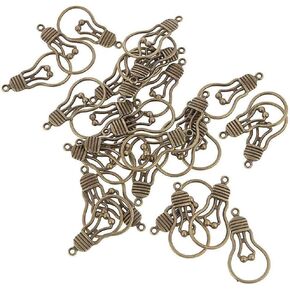 AKOAK 20 Count Antique Brozne Light Bulb Charms Pendants DIY Craft Handmade Necklace Findings Accessories