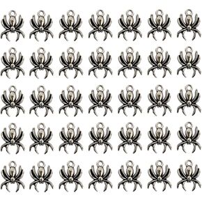 100 Pcs Small Metal Spider Pendants Halloween Spider Charms Craft Necklace Bracelet Earring Charms for Jewelry Making