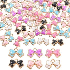 سحر مينا القوس 60pcs ، معلقات القوس متعددة الألوان سحر التعادل القوس العتيقة زخرفة لأقراط سوار قلادة مفتاح سلسلة المجوهرات DIY صنع لوازم الصياغة