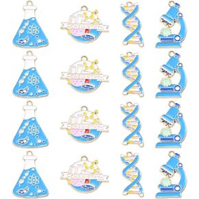 Kitbeads 20pcs 4 أنماط سحر كيمياء المينا لصنع المجهر صنع الحمض النووي جزيئات كيميائية السحر سحر علم الأحياء المختبر سحر العلوم لمجوهرات صنع الأساور الأقراط