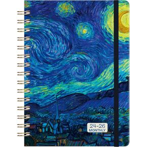 Planner 2024-2026 - 2024-2026 Monthly Planner Spiral Bound, Jan 2024 - Dec 2026, 6.4" x 8.5", 3 Year Monthly Planner with Monthly Tabs, Back Pocket, 27 Notes Pages, Hardcover, Elastic Closure