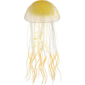 VOCOSTE Fish Tank Jellyfish Decoration, Silicone Fluorescent Jellyfish Glow Ornaments Aquarium Decor with Suction Cup, Orange, 2.8"x5.5"