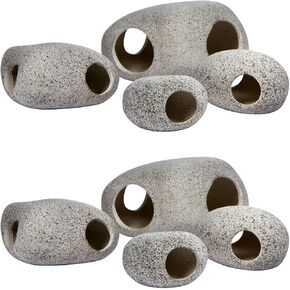 Aquarium Ceramic Hideout Habitat for Fish, and Reptiles - Set of 8 by Trademark Innovations