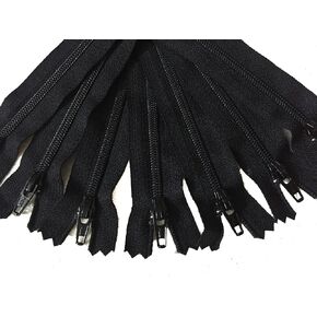 Black Color YKK Zippers 6 Inch Number 3 Nylon Coil Set of 12 Pieces