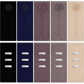 Waistband Extenders, 10 Pieces Waist Button Extenders for Jeans Elastic Pregnancy Pants Extender Adjustable Pants Button Hook Extender for Women Men Pants Jeans Trousers Dress Skirts