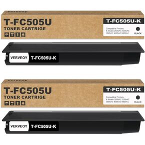 T-FC505U T-FC505U-K T-FC505UK High Yield Black Toner Cartridge Replacement for Toshiba T-FC505U T-FC505UK T-FC505U-K Black Toner for E-Studio 2505AC 3005AC 3505AC 4505AC 5005AC Printer (2-Pack, Black)