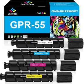 LeciRoba GPR-55 Toner Cartridge for Canon GPR55 0481C003 0482C003 0483C003 0484C003 for Canon imageRUNNER Advance C5535 C5535i C5540 C5540i C5550 C5550i C5560 C5560i DX C5735i C5740i Printer (4-Pack)