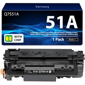51A Q7551A High Yield Black Toner Cartridge Replacement with HP Laserjet P3005 P3005D P3005N P3005DN P3005X M3035 M3035XS M3027 M3027X MFP Series, 1-Pack