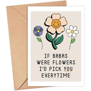 If Babas Were Flowers I'd Pick You Everytime - Baba Birthday Card - Mother's Day Card For Baba - Flower Card - Gift For Baba - Thank You Card For Your Baba
