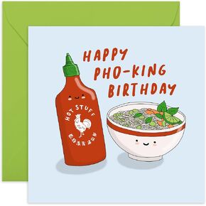 CENTRAL 23 - Funny Birthday Card - “Happy Pho-King Birthday" - For Men & Women Him Her Boyfriend Girlfriend Wife Husband Fiance Relationship Love - Comes with Fun Stickers