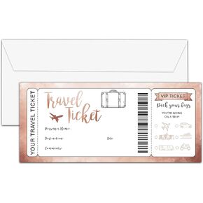OICPYD Rose Gold Travel Ticket, Boarding Pass Gift Ticket, Surprise Trip Reveal Ideas, Birthday Christmas Anniversary Valentine's Gifts, Fake Plane Tickets, 1 PC (A15)