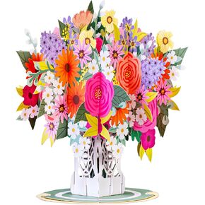 Paper Love 3D Floral Arrangement Card, Pop Up Mothers Day Card with Detachable Keepsake Pop-Up Flower Bouquet, Mothers Day Gift, Birthday, Graduation, Thank You, Just Because - 10" x 7" Cover