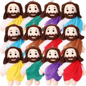 HyDren 12 Pcs Mini Jesus Plush Toys Bulk Religious Jesus Plush Dolls Christian Nativity Stuffed Toy Christ Savior Gifts for Sunday School Baptism Party Favors(Colorful)