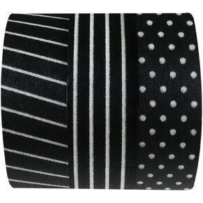 Wrapables Black & White II Japanese Washi Masking Tape (Set of 3), 10M L x 15mm W