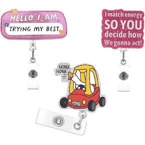3 Pcs Cute Turtle Goose Cowboy Badge Holder, Funny Retractable Lanyard ID Card Badge Reel Alligator Clip, Nurse Nursing Teacher Student Doctor RN LPN CNA MA Worker Badge Accessories Gift (Lovely)