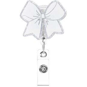 Bow Badge Reel, Retractable Cute Nurse Badge Holder Clip, Bling Nursing Badges Reel for Medical Worker Nursing Student