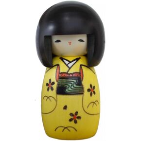 Usaburo Sosaku Kokeshi Doll Osanago اللون الأصفر حجم صغير مصنوع في اليابان