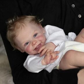 Angelbaby Real Newborn Reborn Baby Happy Girl Doll 20Inch Realistic Handmade Soft Weighted Body Silicone Baby Doll Super Cute Mouth Open Toddler Companion Toys