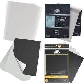 Myartscape Art Supplies - ورقة نقل الجرافيت جودة الفنان - 9 "× 13" - 25 ورقة - ورق كربون مشمع - مع لوحة تتبع ورق - 33 رطل - 9 "× 12" - 100 ورقة شفافة