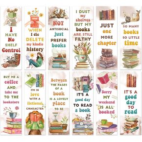 Haooryx Book Lovers Starks - 120pcs ألوان مائية ووضعية وضعية وضعية مراقبة الفكاهة على الوجهين صفحة القراءة علامة تعقب كتاب القراءة نادي المعلم الجائزة الطالب مكافأة أطفال عيد ميلاد هدايا