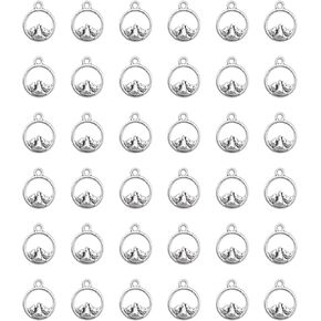 50 Pcs Circle Mountain Charms Mini Metal 1.1 x 1.4 cm Cute Pendant Supplies for DIY Jewelry Making Finding Necklace Bracelet Keychain Handmade Decoration