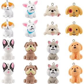 Beadthoven 16pcs راتنج الكلب سحر 8 أنماط 3D المعمة الكلب المعلقات لطيف كرتون جرو سحر معلقات الحيوانات الجميلة لأقراط DIY أساور القلادة مفاتيح مفاتيح مفاتيح المجوهرات صنع لوازم