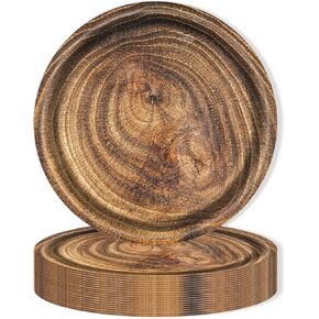 20 Pcs Wood Grain Paper Plates Thanksgiving Fall Party Christmas Disposable Paper Plates 7" Rustic Plate Farmhouse Disposable Dinner Plate for Camping Hunting Birthday Party Supplies