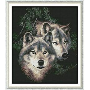 Happy Forever Cross Stitch Kits 11CT Stamped Patterns for Kids and Adults, DIY Preprinted Embroidery Kit for Beginner, Animals (D236 Dog Eternal Love, Size 11''x13'')