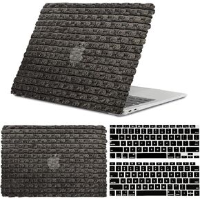 متوافق مع Macbook Air 13 Inch Case ، 2018-2020Release (A2337 M1 A2179 A1932) مع حماة لوحة مفاتيح اللمس و 2 حزمة ، قشرة مصنوعة من Skin Skin Design Maptop (Plush Plush Dark Gray)